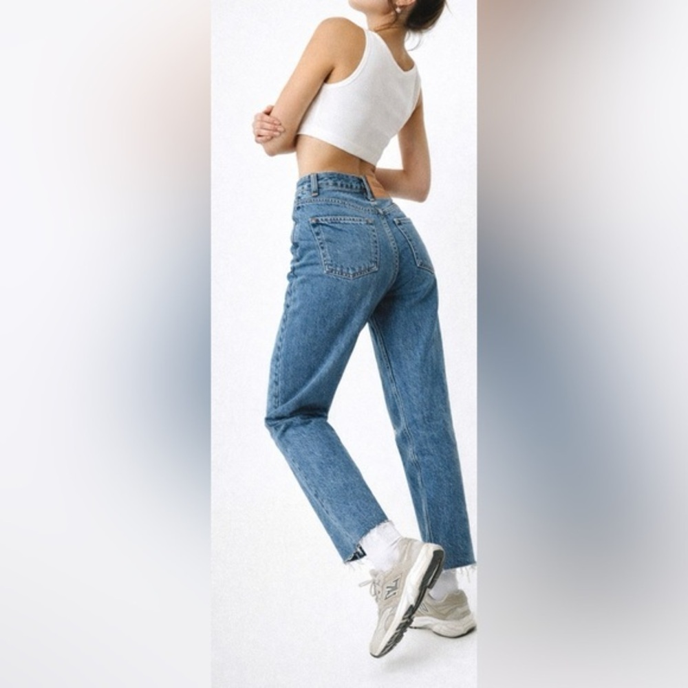 Edwin Vintage Style Straight Leg Jeans Raw Hem 100% Cotton High Rise Denim 28